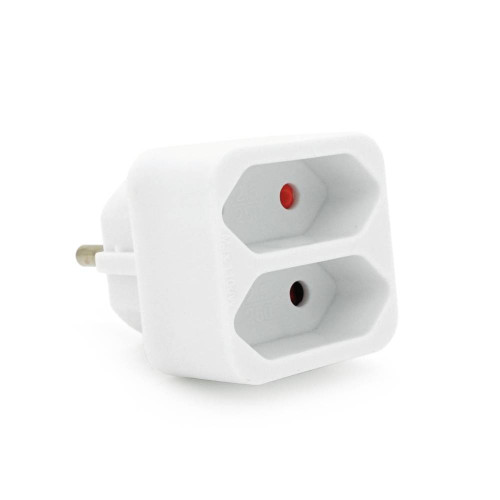 Розетка двійник без заземлення SQ-ZDB01/2, 2x2.5A(10A) 250V~Max, 1100W, White, 2Р, Q200