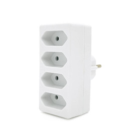 Розетка 4-х місна без заземлення SQ-ZDB01/4, 4x2.5A(10A) 250V~Max, 2300W, White, 2Р, Q100