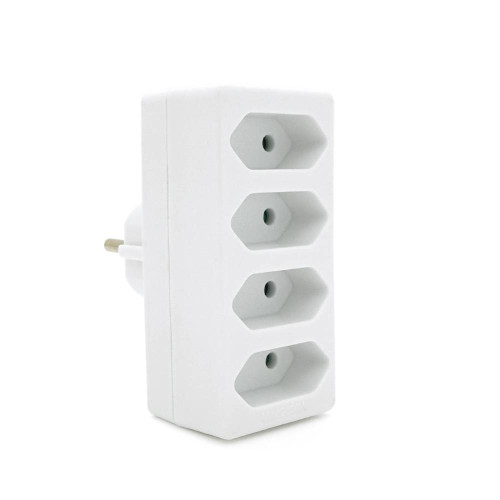 Розетка 4-х місна без заземлення SQ-ZDB01/4, 4x2.5A(10A) 250V~Max, 2300W, White, 2Р, Q100