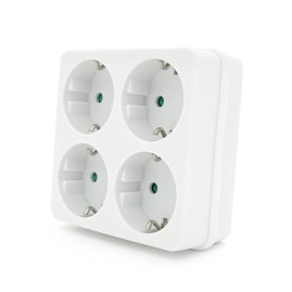 Розетка 4-х місна із заземленням SQ-RB-01/04A, 4x16A 250V~Max, 3500W, White, Q100