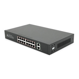 POE комутатор Merlion 16 POE 10/100 + 2 RJ45 10/100/1000+ вбудований блок живлення 52V 3.85A