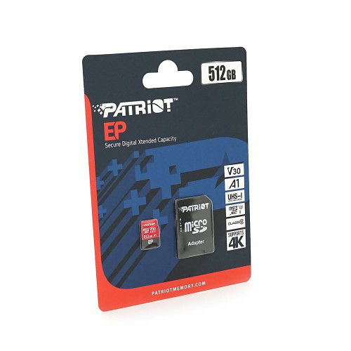Карта пам'яті Patriot LX microSDHC Class 10UHS-I U3, V30 (R-100MB/s, W-80MB/s), 512GB