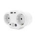 Розетка двійник із заземленням HHT609W, USB+Type-C, 3.4А, зашита від перевантаження, White