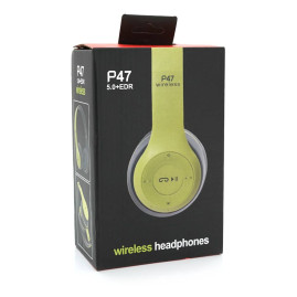 Бездротові навушники Bluetooth P47 Led, Green/Silver