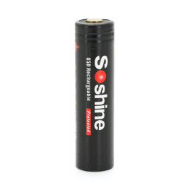 Акумулятор Li-Ion Soshine 18650 18650USB-3.7-3000, microUSB, 3000mAh, 5A, 4.2/3.6/2.75V, Black