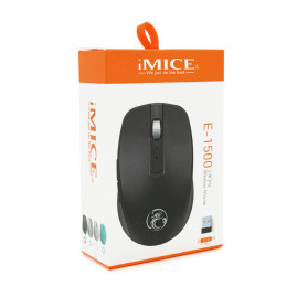 Миша бездротова iMICE E-1500, 6 кнопок, 800/1200/1600 DPI, 2.4Ghz 10м, Windows XP/Vista/Win7/8/10 Mac OS X, Rechargable, Black, BOX, Q100