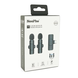 Петличний бездротовий мікрофон NeePho N8+(2шт), роз'єм Type-C, вбудований акумулятор 80 mAh, Black, Box
