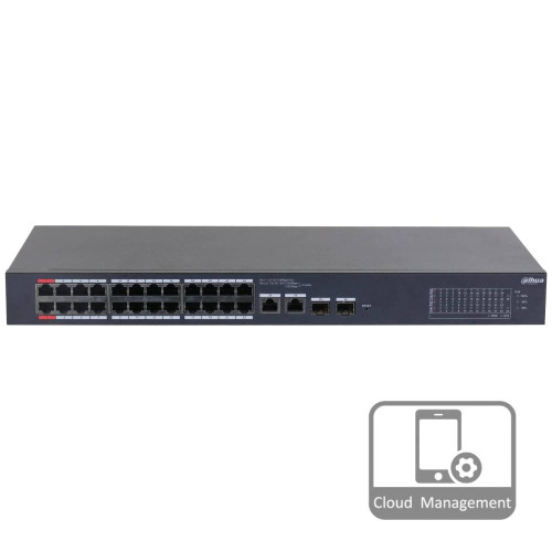 24-портовий керований PoE комутатор DH-CS4226-24ET-240 з 24 портами POE 100Мбіт + 2/UP-Link 1000Мбіт + 2/SFP 1000Мбіт, 240Вт, 440x220x44 мм