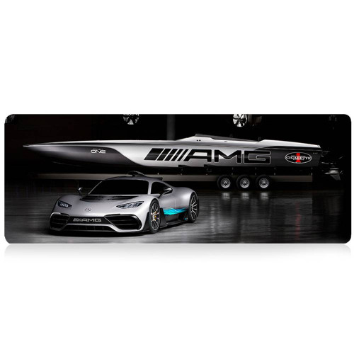 Килимок 300*700 тканинний Mercedes-AMG з боковою прошивкою, товщина 2 мм, Gray, Пакет