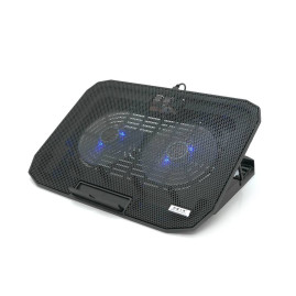 Підставка для ноутбука IceCoorel N106, 10-18", 2*125mm 1400±10% RPM, корпус пластик+алюміній, 2xUSB 2.0, 360x260x32 mm, Black, Box Q20