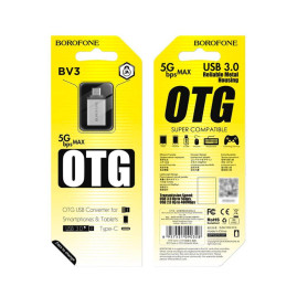 Перехідник BOROFONE BV3 USB3.0(AF) OTG => Type-C(M), Silver, Blister
