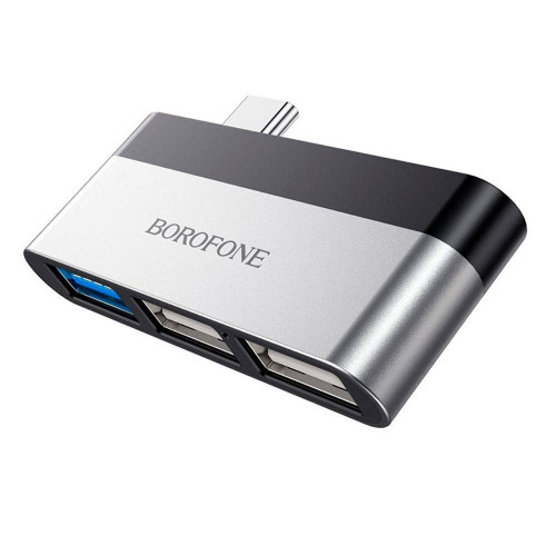 Перехідник BOROFONE DH1 Type-C(Male) - USB3.0+2*USB2.0, Black, Box