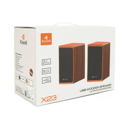 Колонки 2.0 Kisonli X23 для ПК та ноутбука, USB + 3.5mm, 2x5W, 30Hz-15KHz, 110 х 127 х 183mm, Black