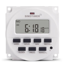 Таймер тижневий Sinotimer TM618H-2, програмований, 16А, 220V, 60х60х30 мм