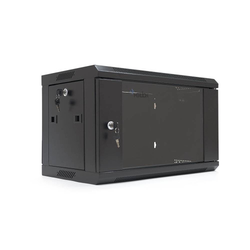 Шафа Merlion 6U, 600*350*367 (Ш*Г*В) мм загартоване скло, чорна, сталь 1,2мм, із замком (у розібраному вигляді!!!), Black