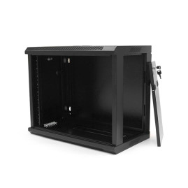 Шафа Merlion 9U, 600*350*500 (Ш*Г*В) мм загартоване скло, чорна, сталь 1,2мм, із замком (у розібраному вигляді!!!), Black