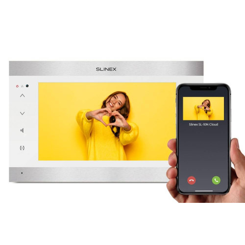 Wi-Fi відеодомофон Slinex SL-10N Cloud (silver + white), AHD, 10” сенсорний IPS екран, переадресація на тел Smart Call, 300 x 65 x 306 мм