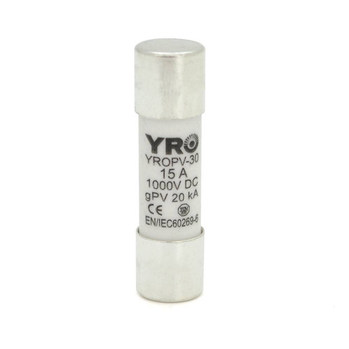 Плавкий запобіжник YROPV-30, 15A, 1000Vdc, 10×38mm, постійна напруга, 10 штук в упаковці, ціна за 1 штуку