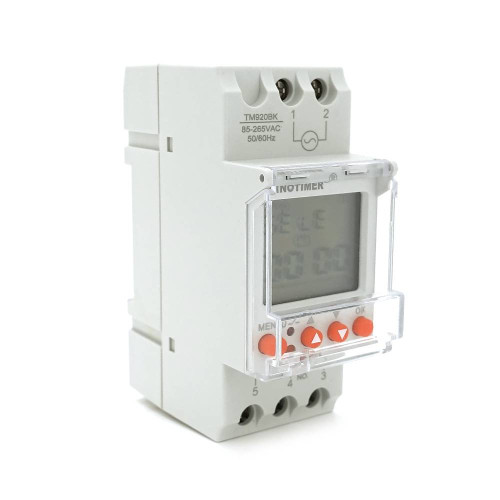 Реле часу Sinotimer TM920BK, на DIN-рейку, LCD, програмований, змінна батарея, 30А, 85-265V, 87х65х36 мм