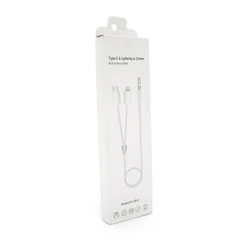 Кабель-перехідник JH-CM32 Jack 3.5mm(M) => Lighting(M)+Type-C(M), 1м, White, Box