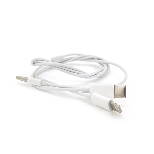 Кабель-перехідник JH-CM32 Jack 3.5mm(M) => Lighting(M)+Type-C(M), 1м, White, Box