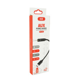 Кабель-перехідник KIN KY-222 Jack 3.5mm(F) => Type-C(M), 0.1м, Black, Box