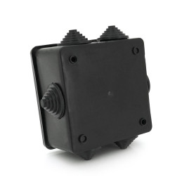 Коробка розподільна зовнішня PIPO Premium Р70 95х95х50мм; IP44; пластик; (РР) 6 гермовводів; чорна; Q24