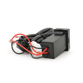 Flush-mounted car charger 38W-L01T03-Fuse, PD+QC, Type-C: 20W, USB: 18W, soldering wire kit with fuse, 33x22x58mm, Black