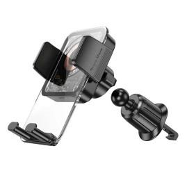 Автотримач BOROFONE BH209+ Wireless Charging 15W, кріплення на решітку, клямка 50-90мм, Black, Box