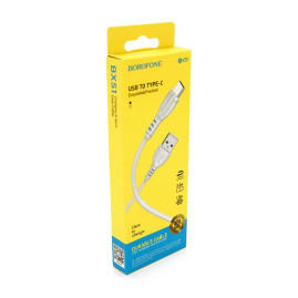 Кабель Borofone BX51, USB-Type-C, 3A, довжина 1м, White, BOX