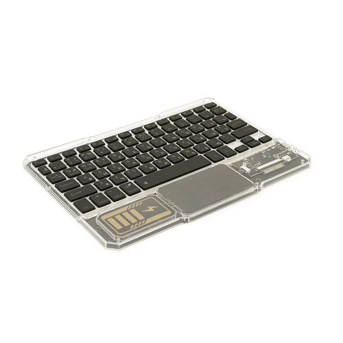 Клавіатура бездротова YT-K333, розкладна, 78 клавіш, Touchpad, (Eng/Pyc), 2.4G, вбудований акумулятор, 245x165mm, Black/Transparent, Box