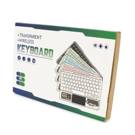 Клавіатура бездротова YT-K333, розкладна, 78 клавіш, Touchpad, (Eng/Pyc), 2.4G, вбудований акумулятор, 245x165mm, Black/Transparent, Box