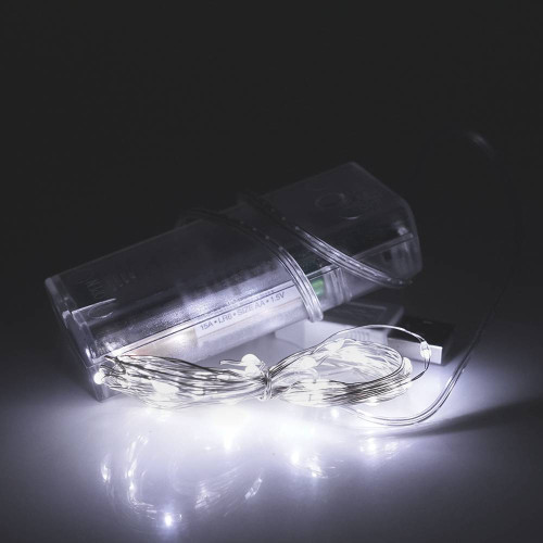 Гірлянди 100LED, 1 режим, 10 метрів, прозора ізоляція, живлення від 3*АА, White, ОЕМ