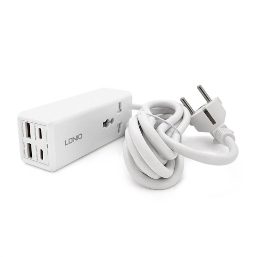 Мережевий фільтр LDNIO SС1418, 1 Розетка + 2 USB +2 Type-C, 2 м, перетин 3х0, 75мм, White, Box