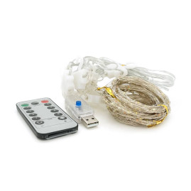 Гірлянда 300LED Штора (Blue), USB+пульт, мідний провід, 8 режимів, 3*3метри, прозора ізоляція, BOX