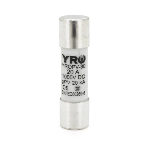 Плавкий запобіжник YROPV-30, 20A, 1000Vdc, 10×38mm, постійна напруга, 10 штук в упаковці, ціна за 1 штуку