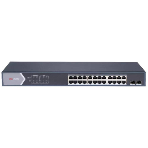 24 портовий гігабітний POE комутатор Hikvision DS-3E1526P-SI, 24x RJ45 POE(1000M) та 2xSFP (1000M), 320 x 90 x 530 мм