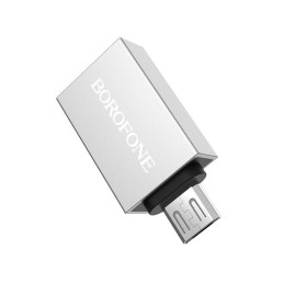 Перехідник Borofone BV2 USB2.0(F) => Micro(M), Silver, Blister