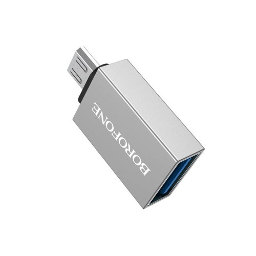 Перехідник Borofone BV2 USB2.0(F) => Micro(M), Silver, Blister