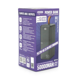 Power Bank Remax RPP-117 50000mAh, PD 27W+QC 22.5W, Black, 1.015kg