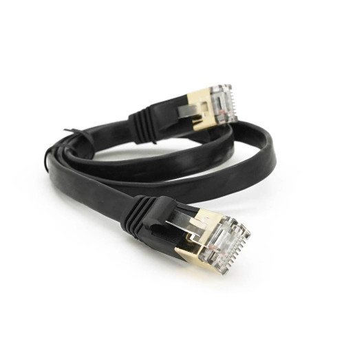 Патч-корд литий плоский WEEPDA, UTP, RJ45, Cat.7, 0.5m, Cu, чорний