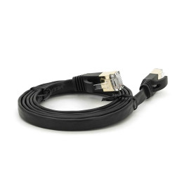Патч-корд литий плоский WEEPDA, UTP, RJ45, Cat.7, 1m, Cu, чорний
