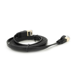 Патч-корд литий плоский WEEPDA, UTP, RJ45, Cat.7, 1.5m, Cu, чорний