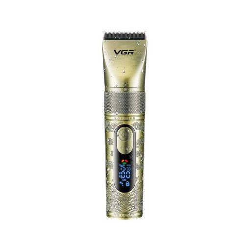 Акумуляторна машинка для стрижки VGR V-659, 5 насадок, регулювання потужності 6500-7500 RPM, IPX7, LED display, Box
