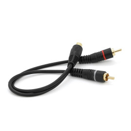 Кабель RCA (мама) => 2хRCA (тато), CU, круглий, Black, 0,2 м, (Пакет) Q250