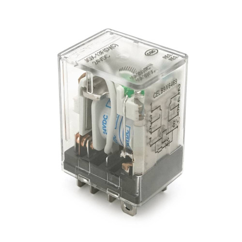 Реле електромагнітне CHINT JQX-13F(D)/2Z, DC24V, контактна група 2CO+2NO, (0,9~1,2) Вт, номінальний струм 10А, котушка 640×(1±10%)Ом, 27,5*21,5*35,5мм