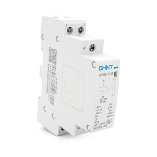 Контактор CHINT NCH8-20/20 220V,20А, 4kW, 2NO, на DIN-рейку, 85*65,5*18мм