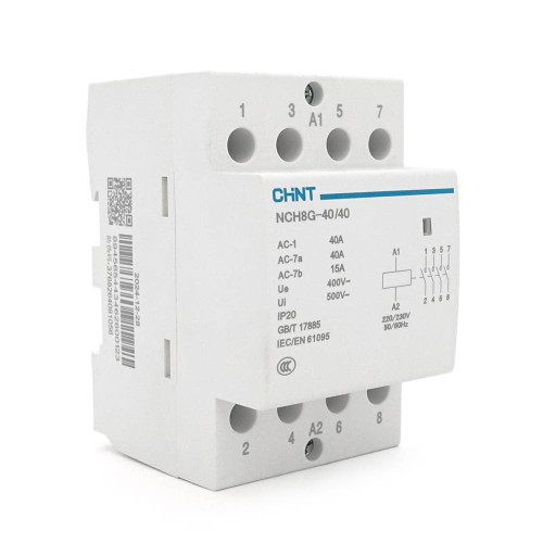 Контактор CHINT NCH8-40/40 220V,40А, 26kW, 4NO, на DIN-рейку, 85*65,5*54мм