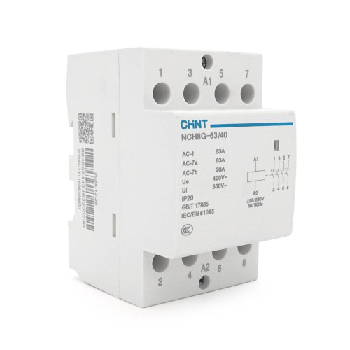 Контактор CHINT NCH8-63/40 220V,40А, 40kW, 4NO, на DIN-рейку, 85*65,5*54мм