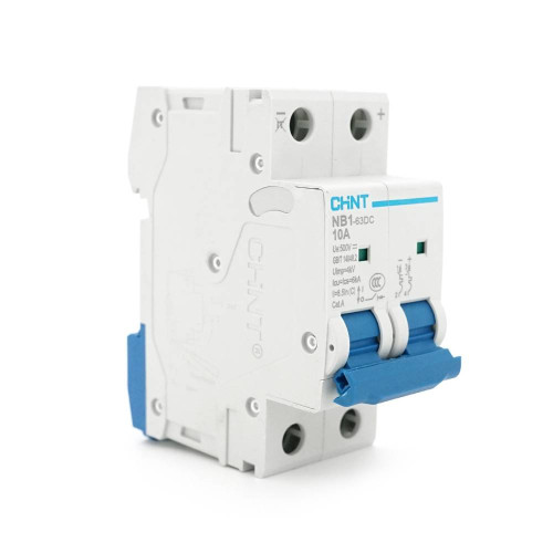 Автоматичний вимикач постійного струму CHNT NB1-63DC 2P C10 DC500V, 10A, 6kA, DIN, 86*36*49.5mm